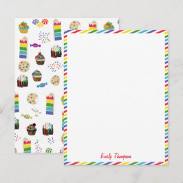 Kleurrijke Regenboog Cake Desserts & Spikkels Kind Notitiekaartje