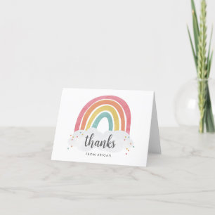 Kleurrijke Regenboog Calligrafie Kinderverjaardag Bedankkaart