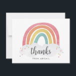 Kleurrijke Regenboog Calligrafie Kinderverjaardag Bedankkaart<br><div class="desc">Kleurrijke regenboog kinderverjaardagsuitnodiging met een handgetekende regenboog in tinten roze,  oranje,  geel en turquoise en een trendy naam in calligrafie. De achterkant is blanco voor je handgeschreven bericht.</div>