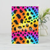 Kleurrijke Regenboog Cheetah Feestdagenkaart (Staand voorkant)