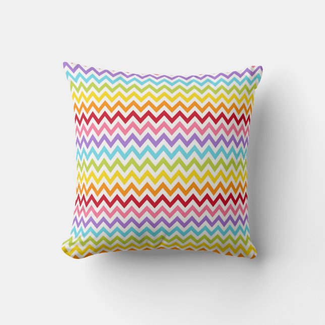 Kleurrijke Regenboog Chevron Modern Decor Kussen (Voorkant)