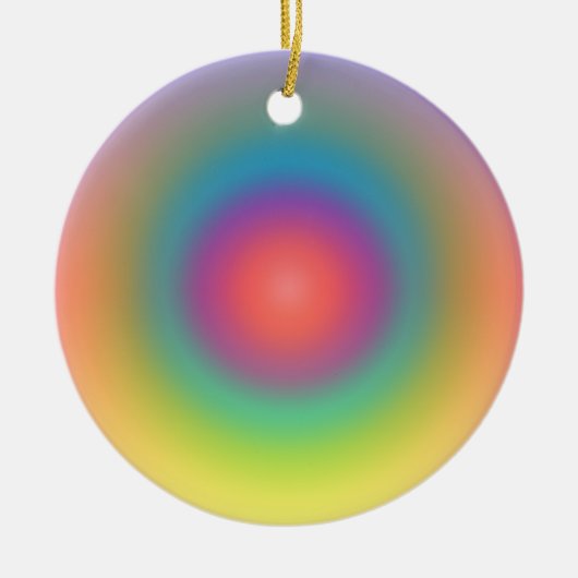 Kleurrijke regenboog Concentrische cirkelruimte Keramisch Ornament (Voorkant)