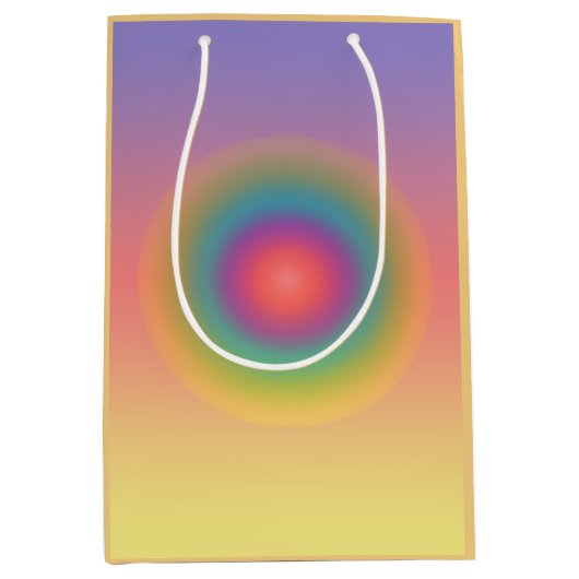 Kleurrijke regenboog Concentrische cirkelruimte Medium Cadeauzakje (Voorkant)