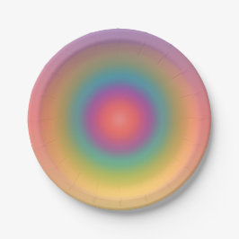 Kleurrijke regenboog Concentrische cirkelruimte Papieren Bordje