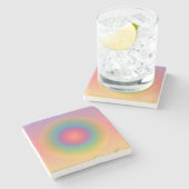 Kleurrijke regenboog Concentrische cirkelruimte Stenen Onderzetter (Zijkant)