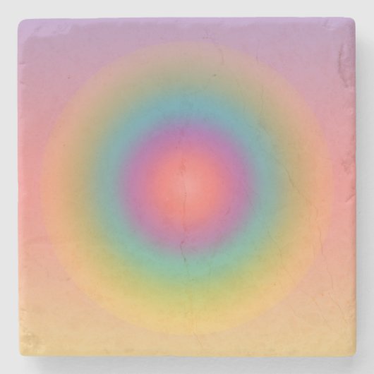 Kleurrijke regenboog Concentrische cirkelruimte Stenen Onderzetter (Voorkant)