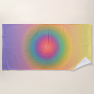 Kleurrijke regenboog Concentrische cirkelruimte Strandlaken