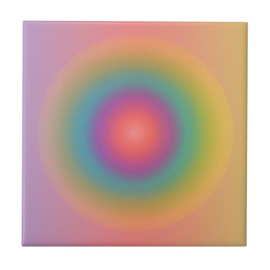 Kleurrijke regenboog Concentrische cirkelruimte Tegeltje (Voorkant)