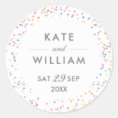 Kleurrijke Regenboog Confetti Bruiloft Ronde Sticker (Voorkant)