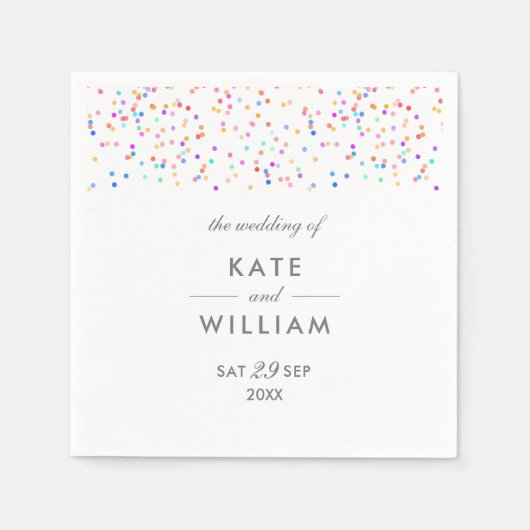 Kleurrijke Regenboog Confetti Bruiloft Servet (Voorkant)