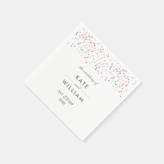 Kleurrijke Regenboog Confetti Bruiloft Servet (Hoek)