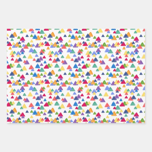 Kleurrijke regenboog Confetti driehoek Zigzag Stip Inpakpapier Vel (Voorkant)