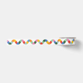 Kleurrijke Regenboog Controle Golflijn en Wit Satijnen Lint (Voorkant)