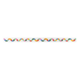 Kleurrijke Regenboog Controle Golflijn en Wit Satijnen Lint
