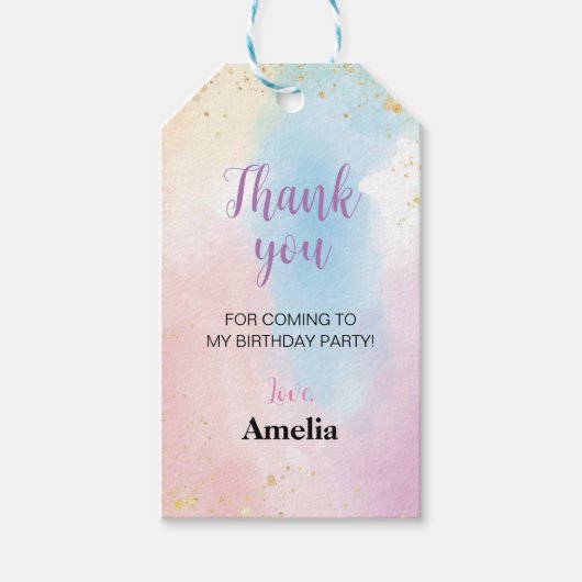 Kleurrijke Regenboog Dank u Label Verjaardagsfeest Cadeaulabel (Voorkant)