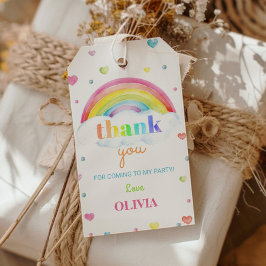 Kleurrijke Regenboog Dank u Label Verjaardagsfeest Cadeaulabel
