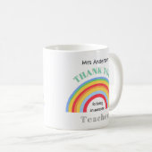 Kleurrijke regenboog dank u leraar waardering koffiemok (Voorkant rechts)