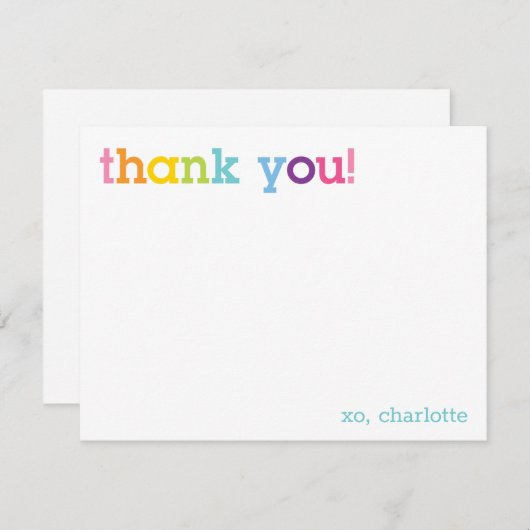 Kleurrijke regenboog Dank u wel briefkaart (Voorkant / Achterkant)