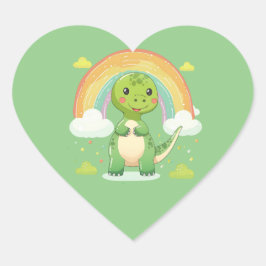 Kleurrijke Regenboog Dino Hart Sticker