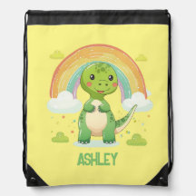 Kleurrijke Regenboog Dino met Kinder naam