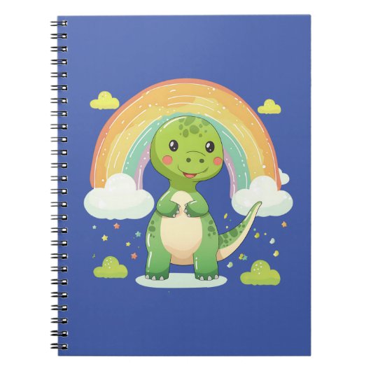 Kleurrijke Regenboog Dino Notitieboek (Voorkant)