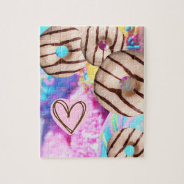 Kleurrijke regenboog donut puzzel