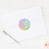 Kleurrijke Regenboog Eenhoorn Glitter Spiral Moder Ronde Sticker (Envelop)