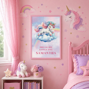 Kleurrijke Regenboog Eenhoorn Meisje Verjaardag Mu Poster