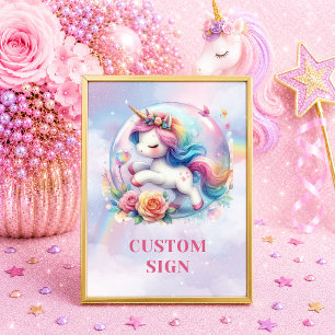 Kleurrijke Regenboog Eenhoorn Meisje Verjaardag Ta Poster