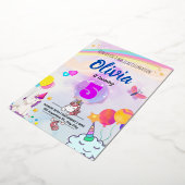 Kleurrijke Regenboog Eenhoorn Thema  Folie Uitnodiging (Gedraaid)