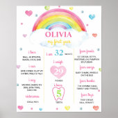 Kleurrijke Regenboog Eerste Verjaardag Milestone P Poster (Voorkant)