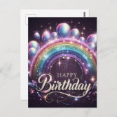 Kleurrijke Regenboog en Ballonnen Verjaardag Brief Briefkaart (Voorkant / Achterkant)