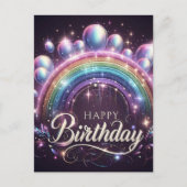 Kleurrijke Regenboog en Ballonnen Verjaardag Brief Briefkaart (Voorkant)