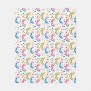 Kleurrijke Regenboog en Boom Naadloos Patroon Fleece Deken