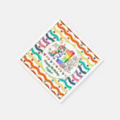 Kleurrijke regenboog en eenhoorn 1e verjaardagsfee servet (Hoek)