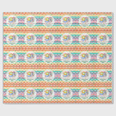 Kleurrijke regenboog en eenhoorn 9e verjaardagsfee cadeaupapier (Vlak)