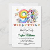 Kleurrijke regenboog en eenhoorn 9e verjaardagsfee kaart (Voorkant)