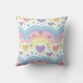 Kleurrijke Regenboog en Konijn 1e Verjaardagsfeest Kussen (Achterkant)