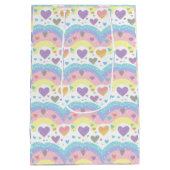 Kleurrijke regenboog en konijn 1e verjaardagsfeest medium cadeauzakje (Achterkant)