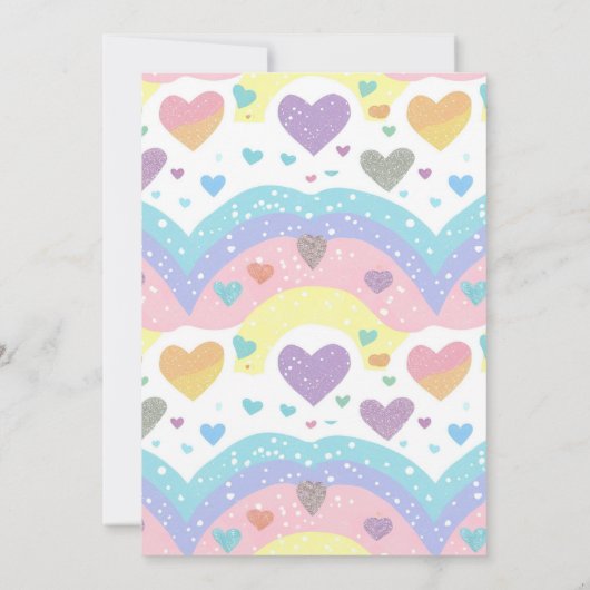 Kleurrijke regenboog en konijn 5e verjaardagsfeest kaart (Achterkant)