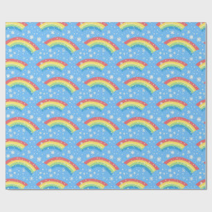 Kleurrijke regenboog en sneeuwvlok patroon cadeaupapier
