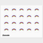Kleurrijke regenboog en witte wolken ronde sticker (Vel)