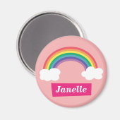 Kleurrijke regenboog en wolken voor meisjes magneet (Voorkant / Achterkant)