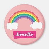 Kleurrijke regenboog en wolken voor meisjes magneet (Voorkant)