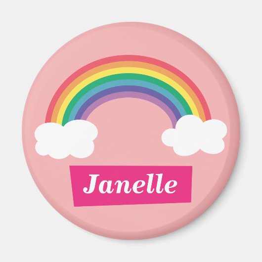 Kleurrijke regenboog en wolken voor meisjes magneet (Voorkant)