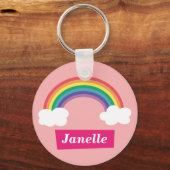 Kleurrijke regenboog en wolken voor meisjes sleutelhanger (Voorkant)