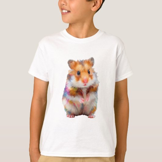 Kleurrijke Regenboog Fluffy Hamster Kinderen T-shirt (Voorkant)