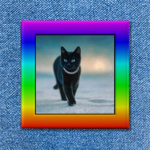 Kleurrijke Regenboog Fotolijst Knop Vierkante Button 5,1 Cm