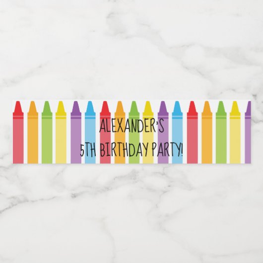 Kleurrijke regenboog gekleurde kleurpotloden verja waterfles etiket (Enkel label)