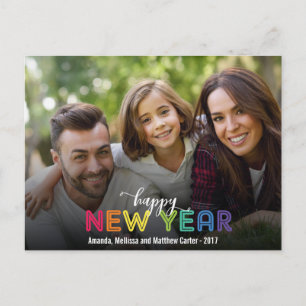 Kleurrijke regenboog gelukkig nieuwjaar vakantiefo feestdagenkaart